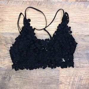 Cherish Black Floral Razorback Bralette Size Large